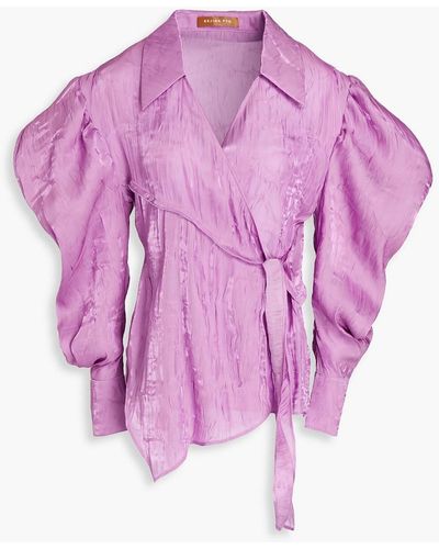 Rejina Pyo Wickeloberteil aus taft in knitteroptik - Pink