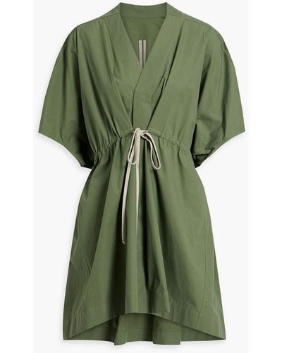 Rick Owens Sail Gathered Cotton Mini Dress - Green