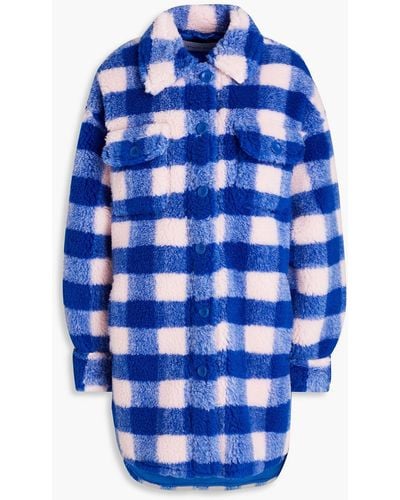 Stand Studio Sabi Oversized Checked Faux Shearling Jacket - Blue