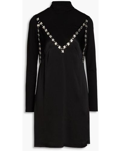 Maje Radeu Crystal-embellished Satin And Jersey Mini Dress - Black
