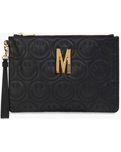 Moschino Quilted Leather Clutch - Black
