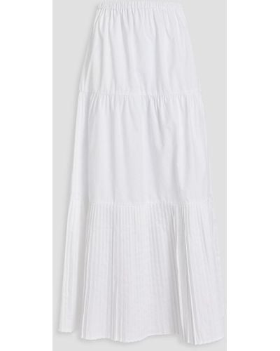 Solid & Striped The Addison Tiered Plissé Cotton-poplin Maxi Skirt - White