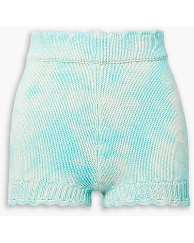 LoveShackFancy Karissa shorts aus einer baumwollmischung mit batikmuster und muschelsaum - Blau