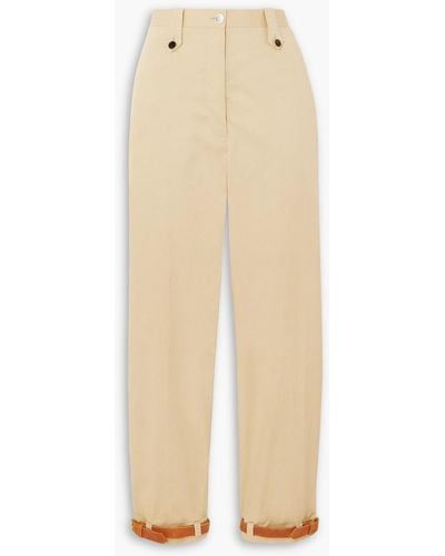 Giuliva Heritage Space For Giants The Denys Leather-trimmed Cotton-blend Trousers - Natural