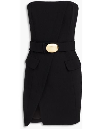 Nicholas Remi Strapless Wrap-effect Crepe Mini Dress - Black
