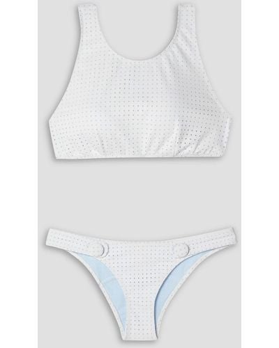 Lisa Marie Fernandez Button-embellished Perforated Bikini - White