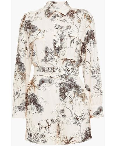 Sandro Jaine Belted Printed Woven Playsuit - Multicolour