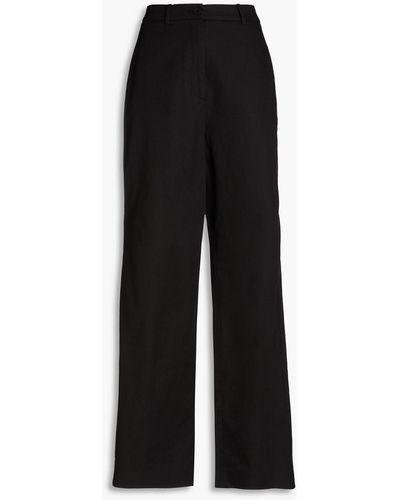 Holzweiler Vidda Linen And Cotton-blend Wide-leg Trousers - Black