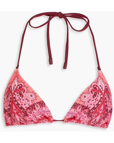 Zimmermann Paisley-print Triangle Bikini Top - Pink