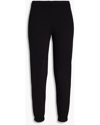 Maisie Wilen Cropped Printed Cotton-fleece Track Trousers - Black
