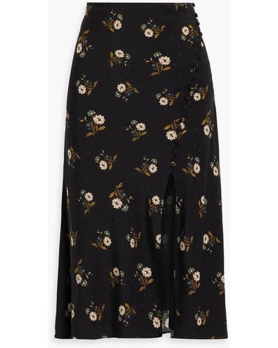 Veronica Beard Franconia Wrap-effect Floral-print Silk-blend Jacquard Midi Skirt - Black