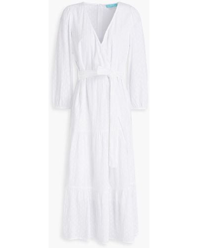 Melissa Odabash Libby Wrap-effect Swiss-dot Cotton Midi Dress - White