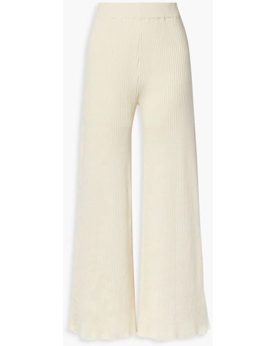 Anna Quan Jordan Ribbed Cotton Wide-leg Pants - White