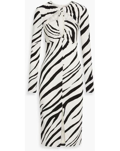 Et Ochs Eleanor Cutout Ruched Zebra-print Stretch-jersey Midi Dress - White