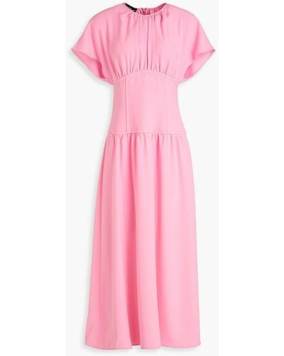 Boutique Moschino Gathered Twill Midi Dress - Pink
