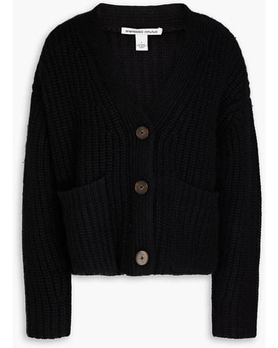 Autumn Cashmere Ribbed-knit Cardigan - Black