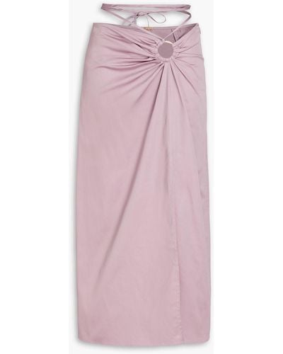 Cult Gaia Nell Ruched Cotton-blend Midi Skirt - Pink