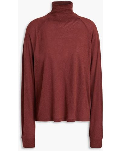 Vince Lyocell And Wool-blend Turtleneck Top - Red