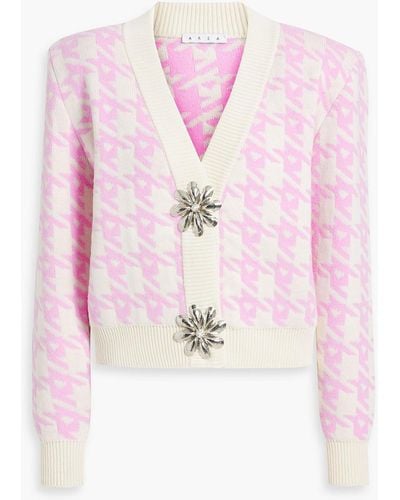 Area Jacquard-knit Cardigan - Pink
