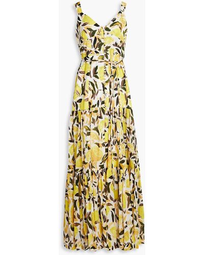 Rebecca Vallance Amarilla Tiered Printed Cotton-poplin Maxi Dress - Metallic
