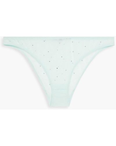 Stella McCartney Crystal-embellished Stretch-tulle Mid-rise Briefs - Green