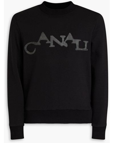 Canali Logo-appliquéd Cotton-blend Jersey Sweatshirt - Black