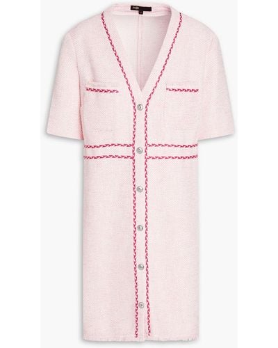 Maje Rirose Braid-trimmed Tweed Mini Dress - Pink