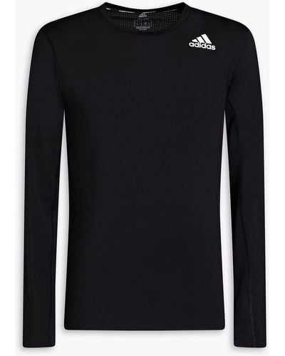 adidas Originals T-shirt aus stretch-jersey mit logoprint und mesh-einsatz - Schwarz
