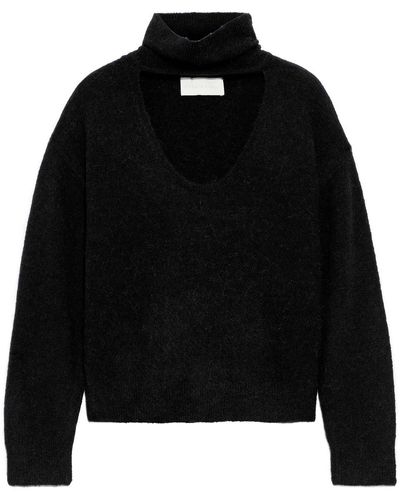 Michelle Mason Cutout Stretch-knit Turtleneck Jumper - Black