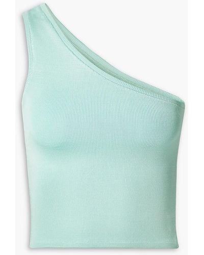 Calle Del Mar One-shoulder Cropped Stretch-knit Top - Green
