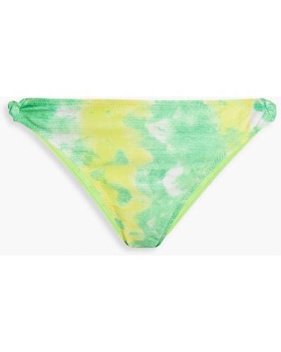 Ganni Tief sitzendes bikini-höschen mit print und twist-detail - Grün