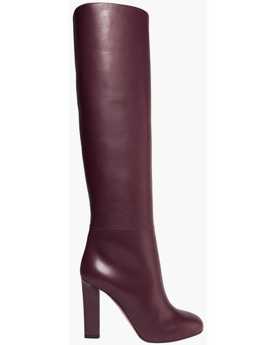 Victoria Beckham Rise Leather Knee Boots - Purple