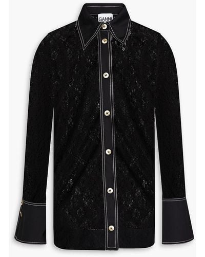 Ganni Crocheted Lace Shirt - Black