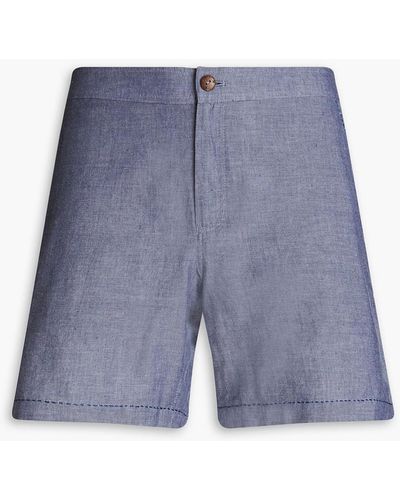 SMR Days Pines Cotton-chambray Shorts - Blue