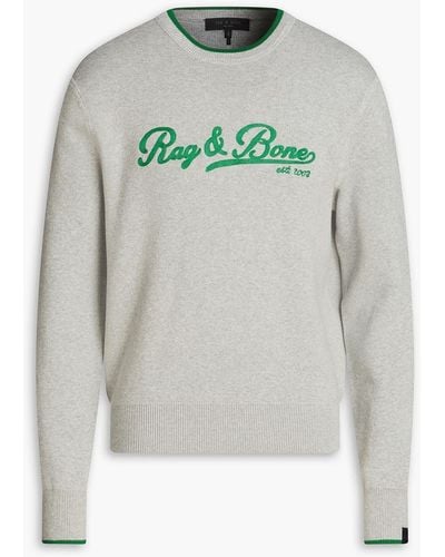 Rag & Bone Varsity Embroidered Cotton Sweater - Grey