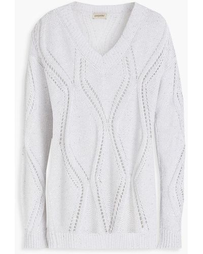 Gentry Portofino Sequin-embellished Metallic Linen-blend Sweater - Grey