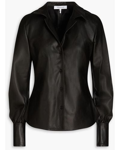 FRAME The Femme Leather Shirt - Black