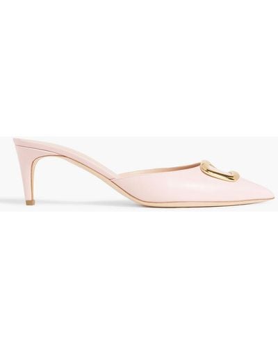 Rupert Sanderson Elsa Embellished Leather Court Shoes - Pink