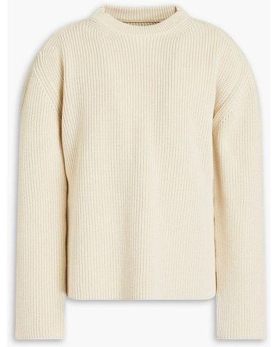 Jil Sander Wrap-effect Ribbed Cotton Sweater - White