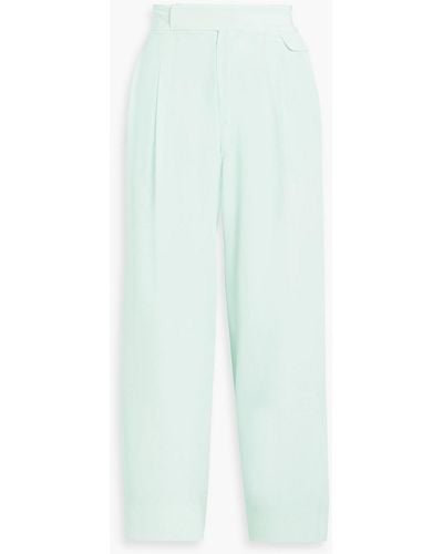 Equipment Saganne Cropped Pleated Washed-silk Culottes - White