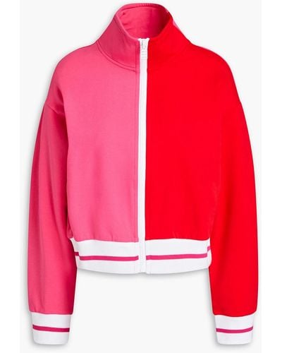 Solid & Striped Color-block French Cotton-blend Terry Track Jacket - Red