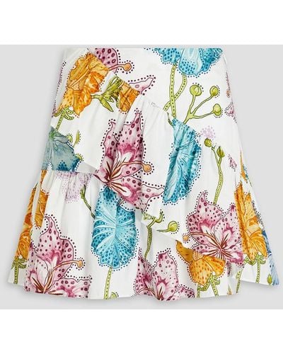 Hayley Menzies Carmen Gathered Floral-print Cotton Mini Skirt - White