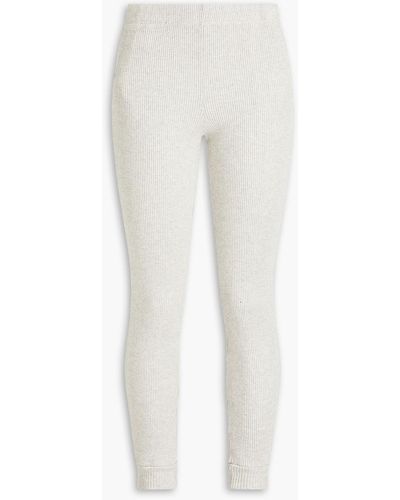 Monrow Ribbed mélange cotton-blend jersey track pants - Weiß