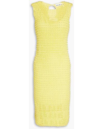 REMAIN Birger Christensen Embellished Open-knit Cotton Dress - Yellow
