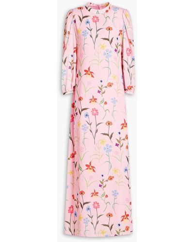 Olivia Rubin Elizabeth Floral-print Crepe Maxi Dress - Pink