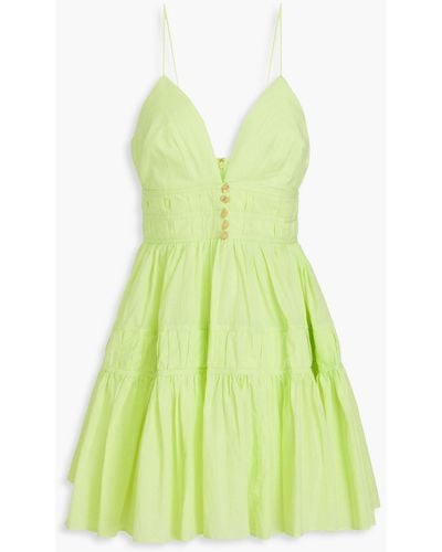 Aje. Grace Tiered Cotton-poplin Mini Dress - Green