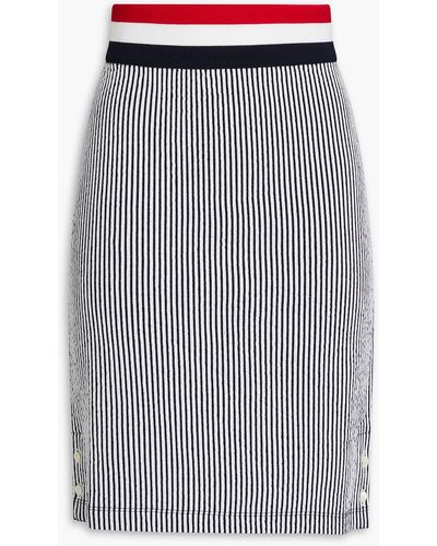 Thom Browne Striped Jacquard-knit Cotton Skirt - Grey