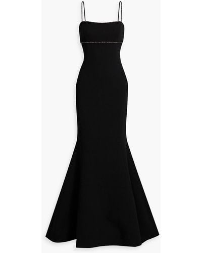 Rebecca Vallance Fluted Embellished Crepe Gown - Black