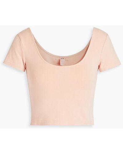 The Upside Allegra Cropped Stretch Cotton And Modal-blend Jersey Top - Pink