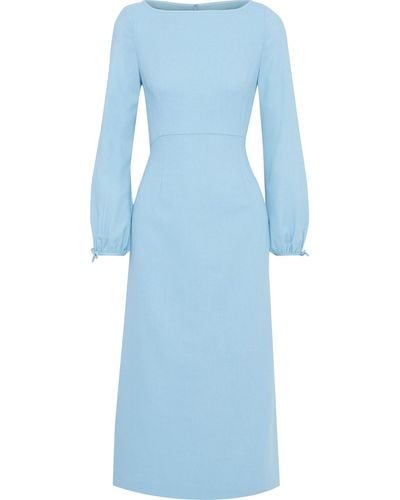 Goat Honour Wool-crepe Midi Dress - Blue